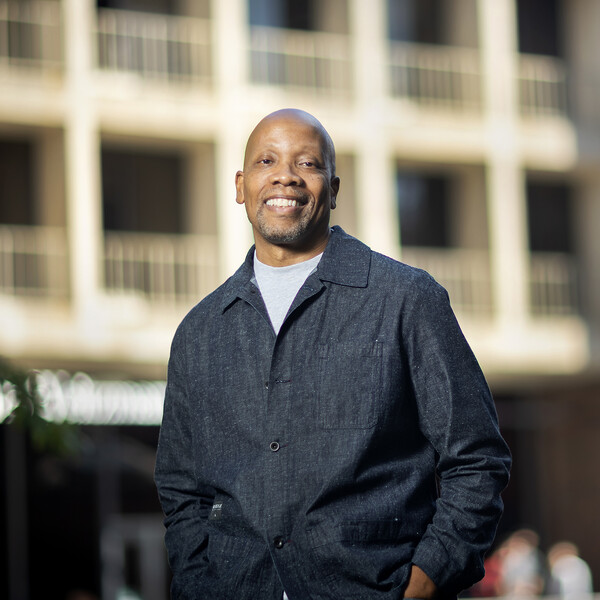 lance freeman in front of meyerson